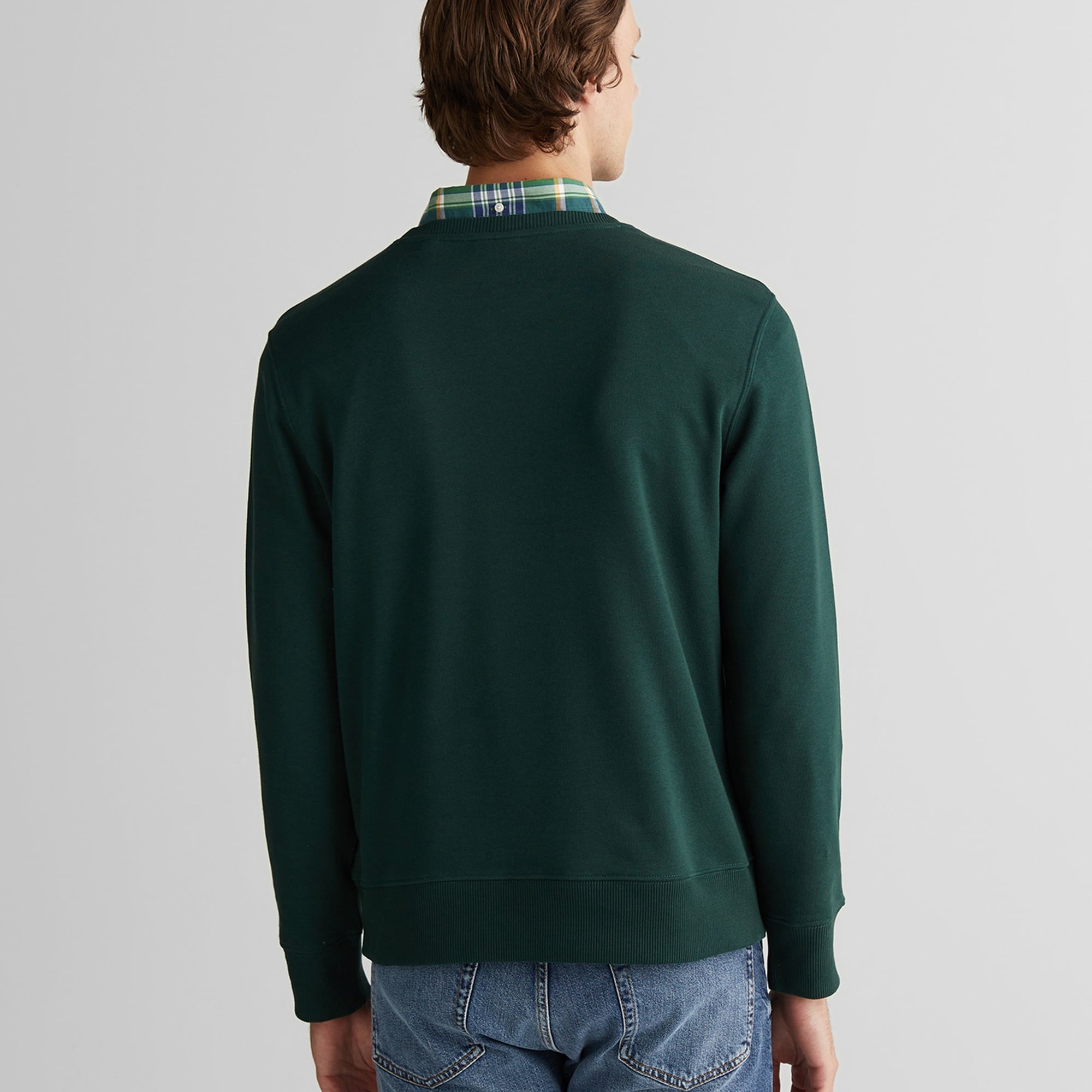 GANT Erkek Yeşil Regular Fit Bisiklet Yaka Logolu Sweatshirt