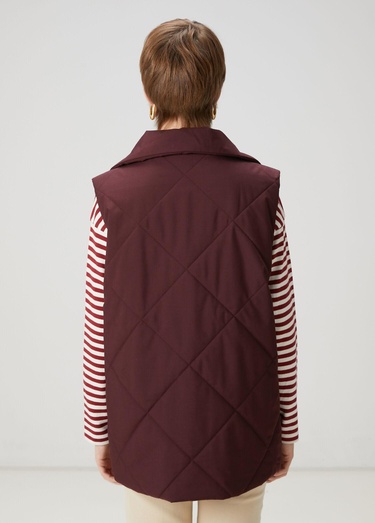  Beymen Club Kadın Mürdüm Kapitoneli Kruvaze Yelek