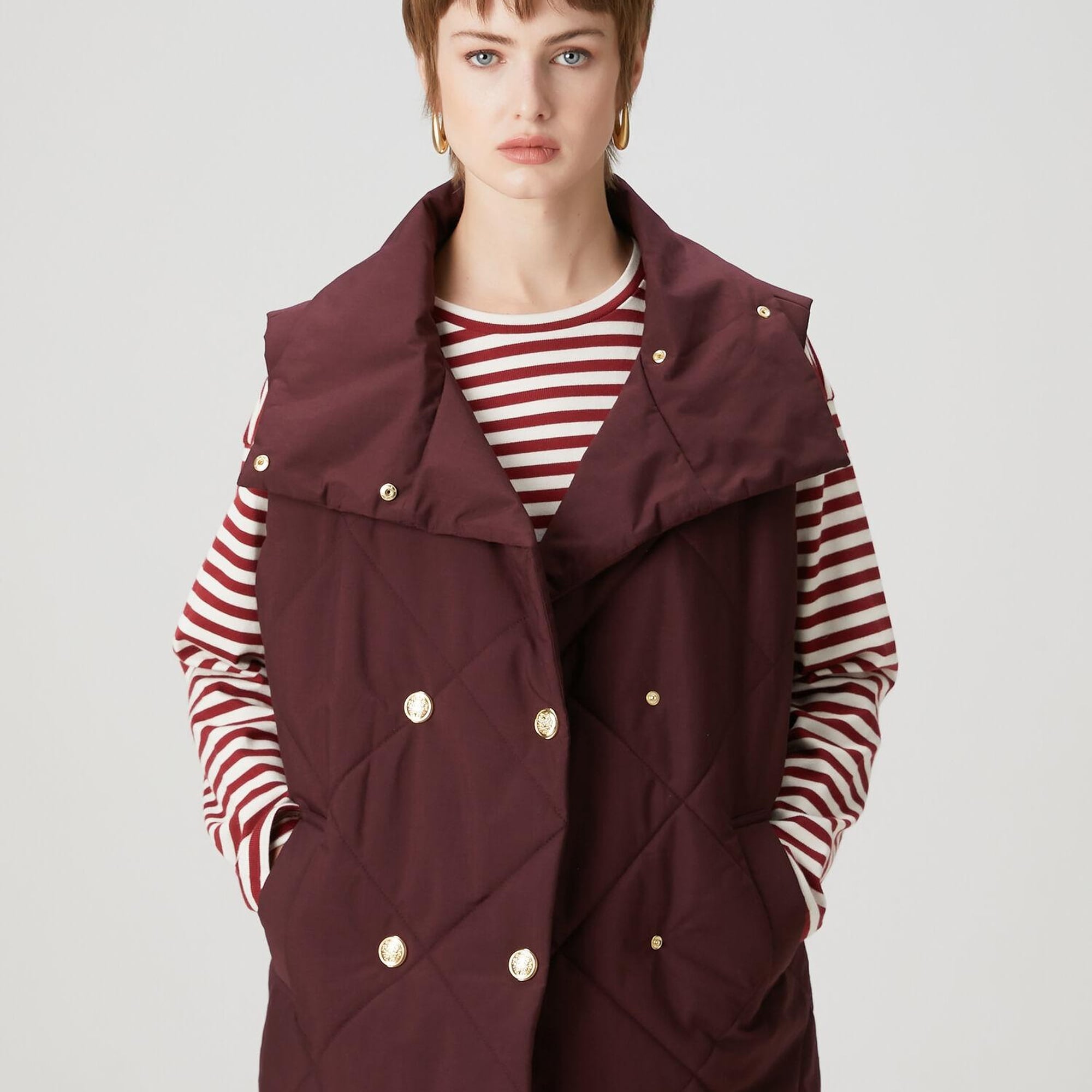 Beymen Club Kadın Mürdüm Kapitoneli Kruvaze Yelek