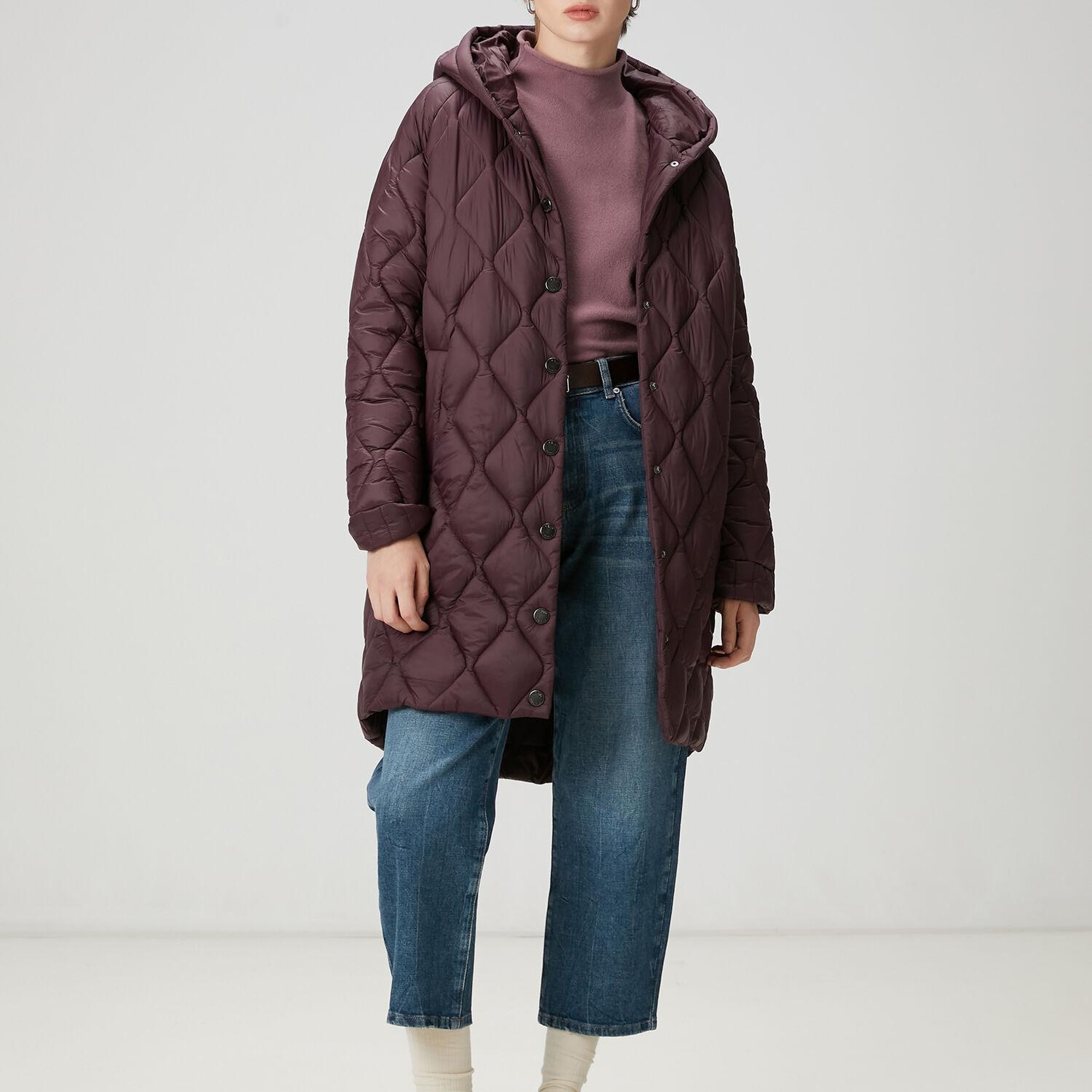 Beymen Club Kadın Mürdüm Kapüşonlu Kaban