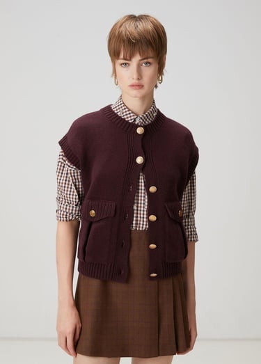  Beymen Club Kadın Mürdüm Triko Yelek