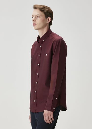  Beymen Club Erkek Slim Fit Mürdüm Oxford Gömlek