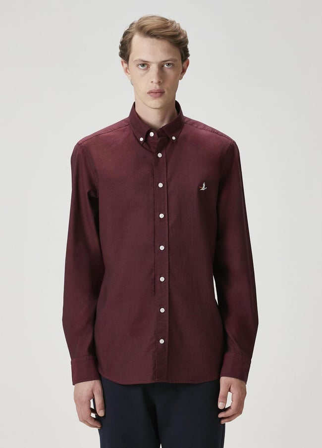  Beymen Club Erkek Slim Fit Mürdüm Oxford Gömlek
