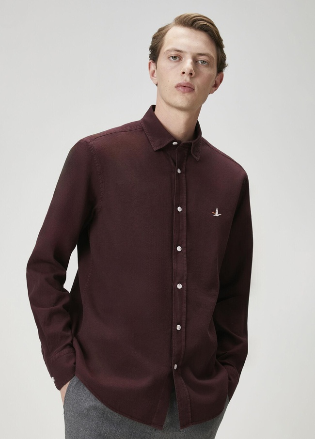  Beymen Club Erkek Comfort Fit Mürdüm Dokulu Gömlek