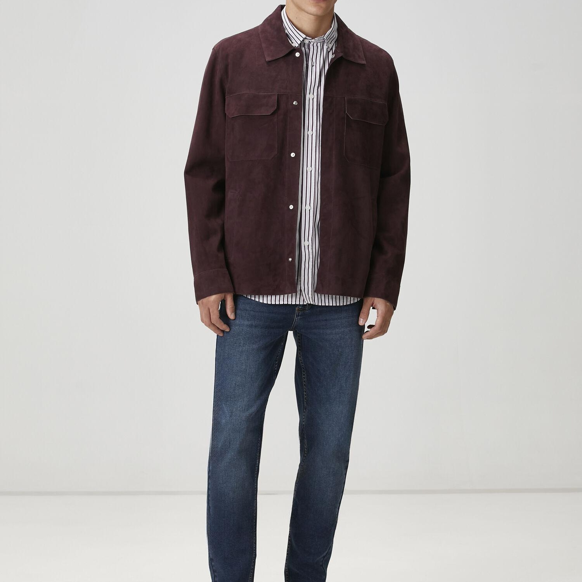 Beymen Club Erkek Comfort Fit Mürdüm Çizgi Desenli Gömlek