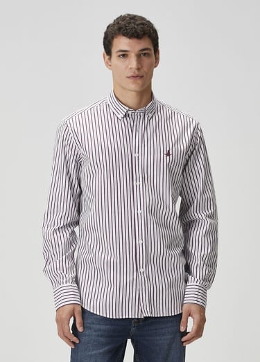  Beymen Club Erkek Comfort Fit Mürdüm Çizgi Desenli Gömlek