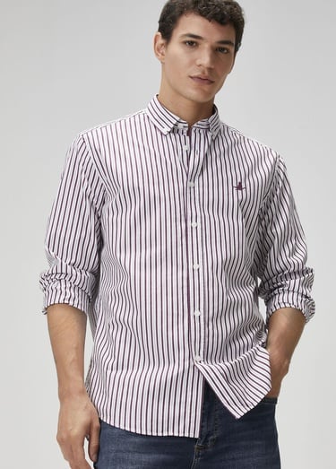  Beymen Club Erkek Comfort Fit Mürdüm Çizgi Desenli Gömlek