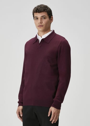  Beymen Club Erkek Mürdüm Polo Yaka Triko