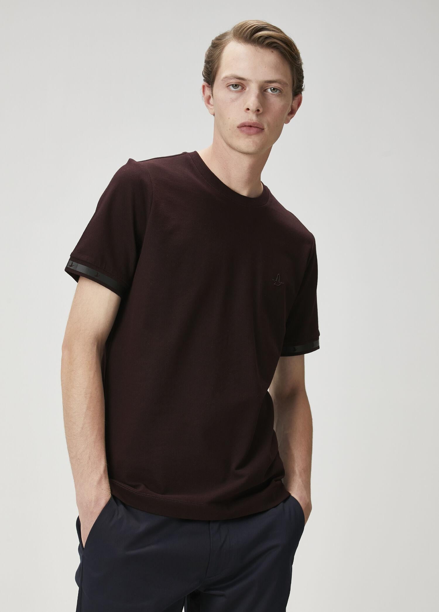  Beymen Club Erkek Mürdüm Logo Baskılı T-shirt