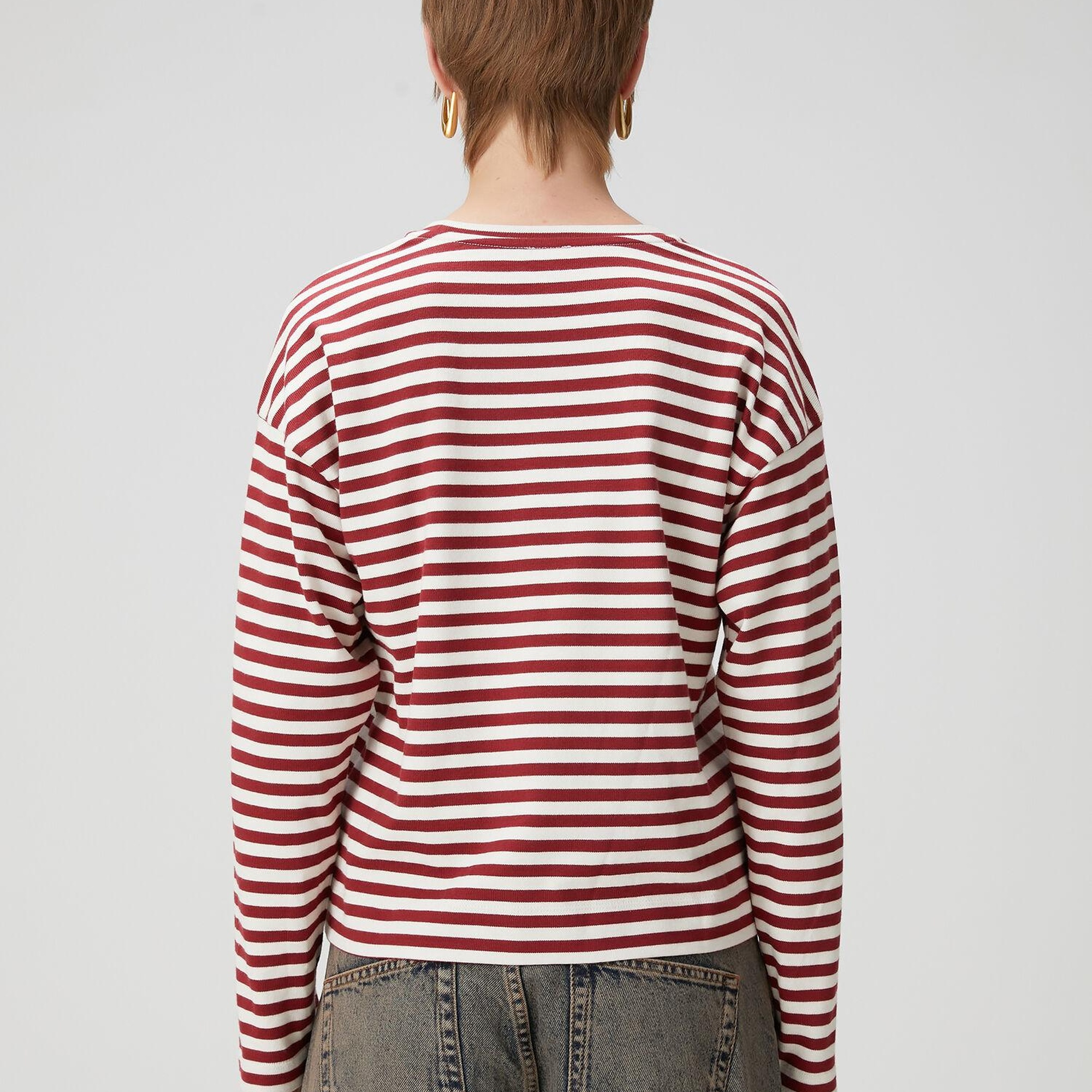 Beymen Club Kadın Bordo Beyaz Çizgili Basic Sweatshirt