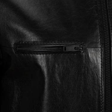  Erkek Siyah Hakim Yakalı Fit Deri Ceket