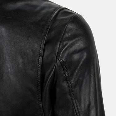  Erkek Siyah Hakim Yakalı Fit Deri Ceket