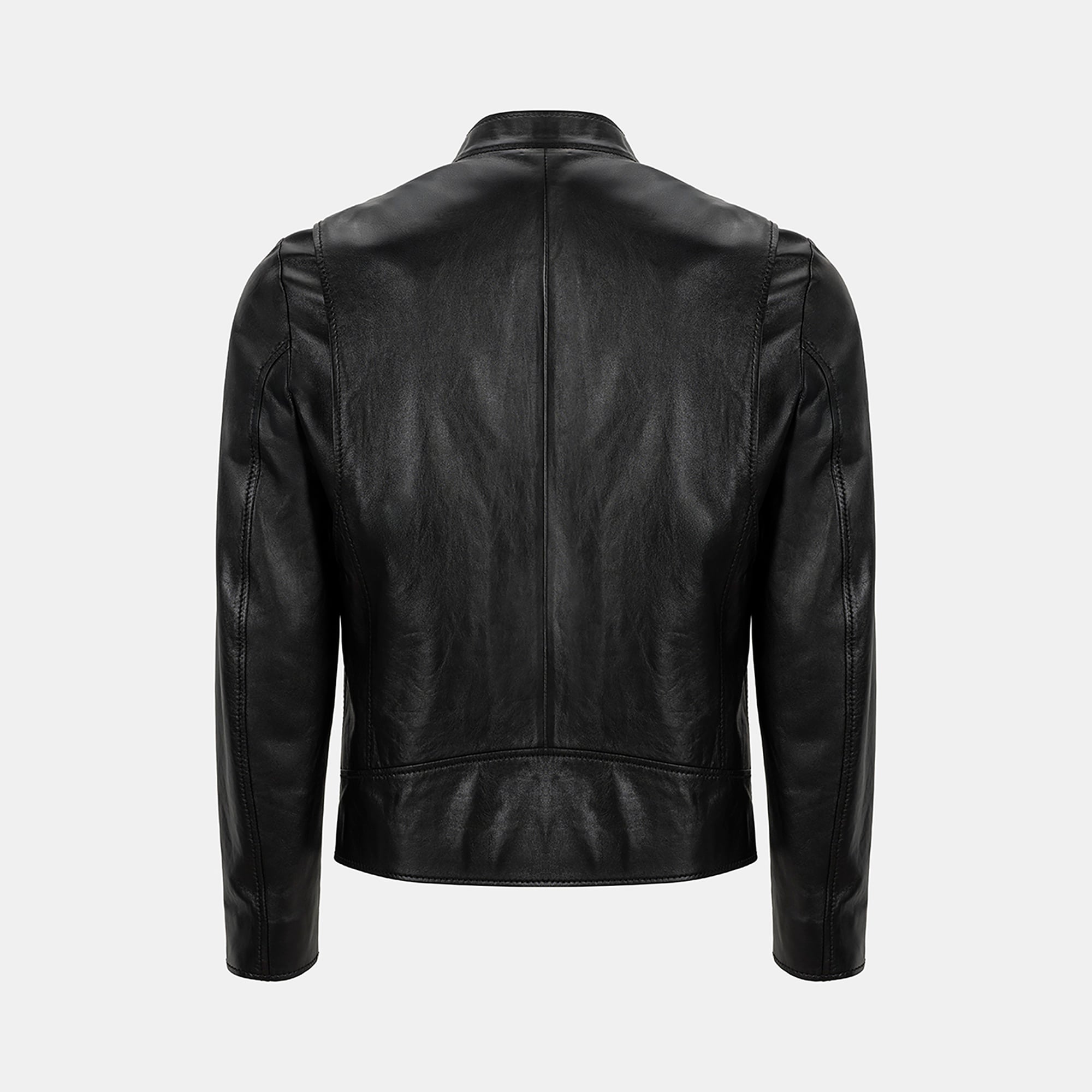 Erkek Siyah Hakim Yakalı Fit Deri Ceket