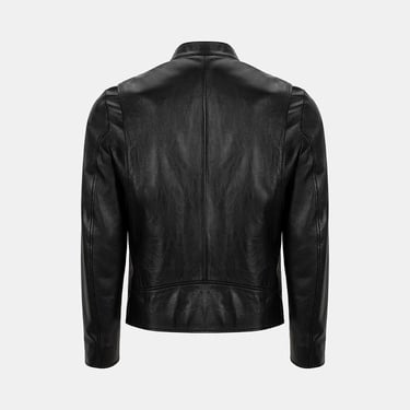  Erkek Siyah Hakim Yakalı Fit Deri Ceket