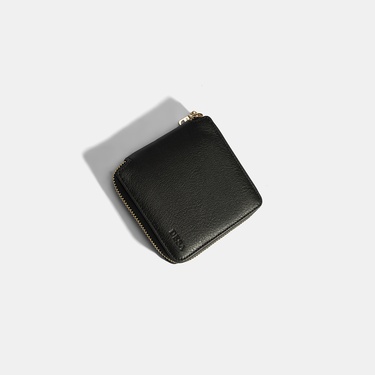  Kadın Siyah Fermuarlı Deri Cüzdan