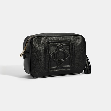  Kadın Siyah Monogram Deri Postacı Çantası