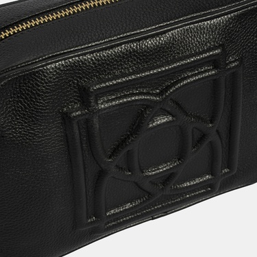  Kadın Siyah Monogram Deri Postacı Çantası