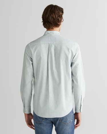  GANT Erkek Yeşil Regular Fit Düğmeli Yaka Çizgili Oxford Gömlek