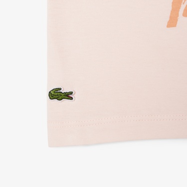  Lacoste Çocuk Bisiklet Yaka Baskılı Açık Pembe T-Shirt