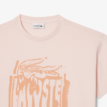  Lacoste Çocuk Bisiklet Yaka Baskılı Açık Pembe T-Shirt