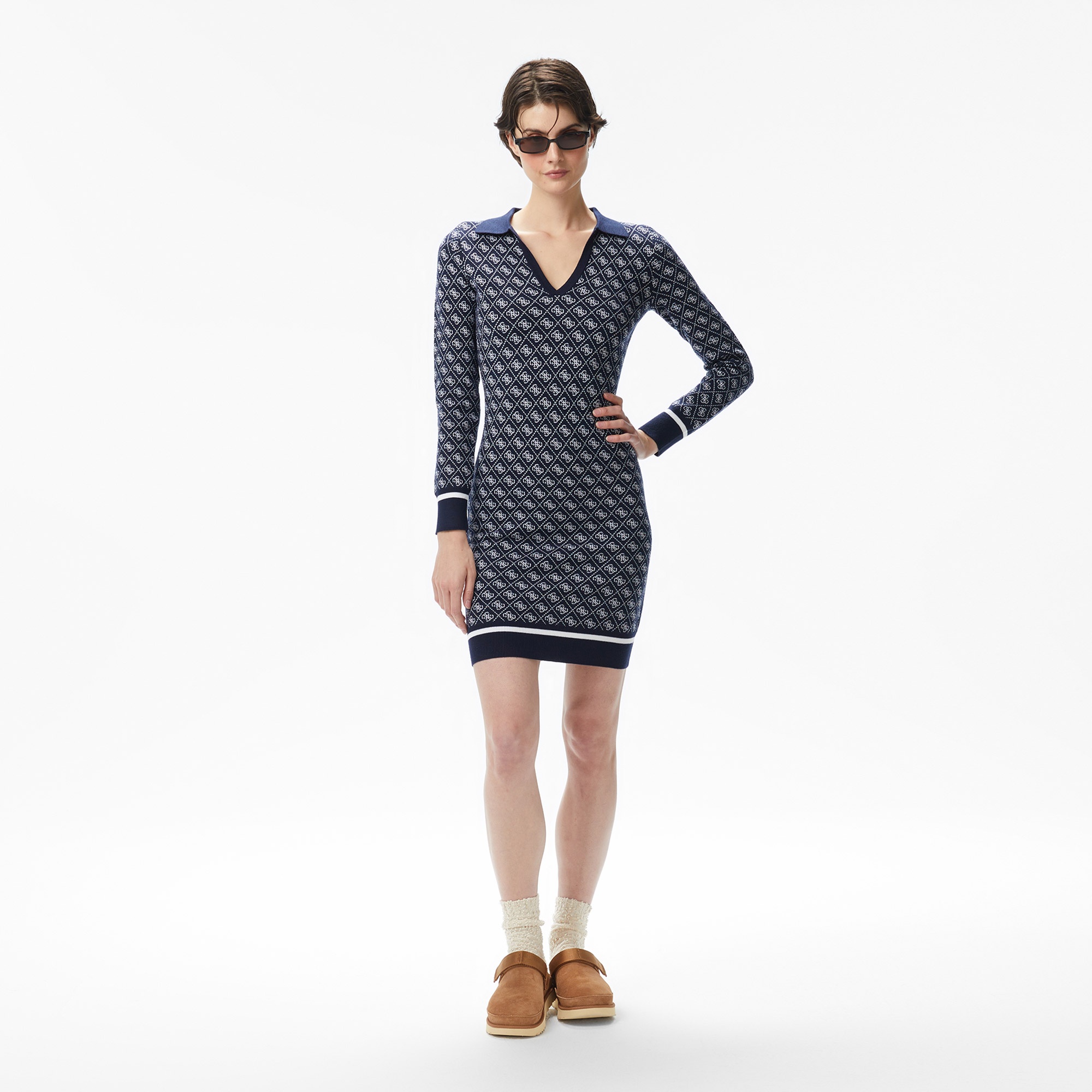 Guess Aubrey Yün Karışımlı Kadın Lacivert Elbise