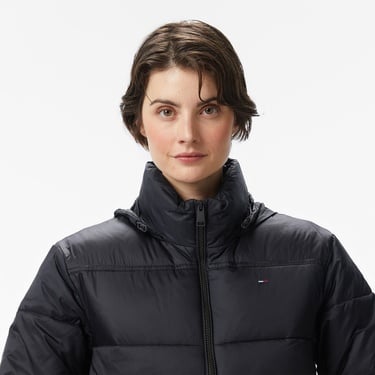  Tommy Jeans Hood Essentials Kadın Puffer Siyah Mont