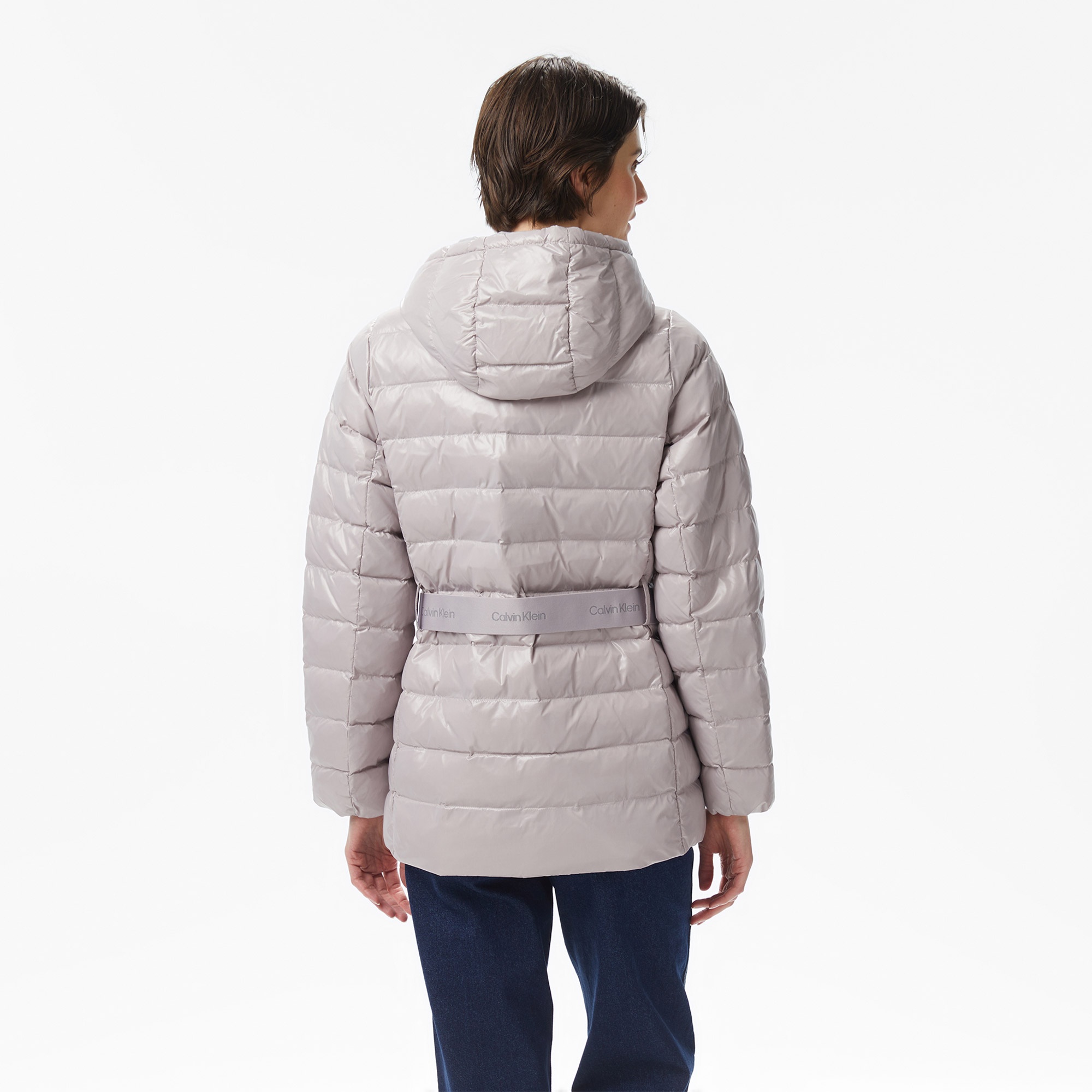 Calvin Klein Belted Lightweight Puffer Kadın Gri Mont