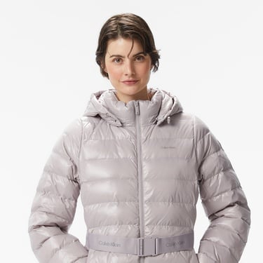  Calvin Klein Belted Lightweight Puffer Kadın Gri Mont