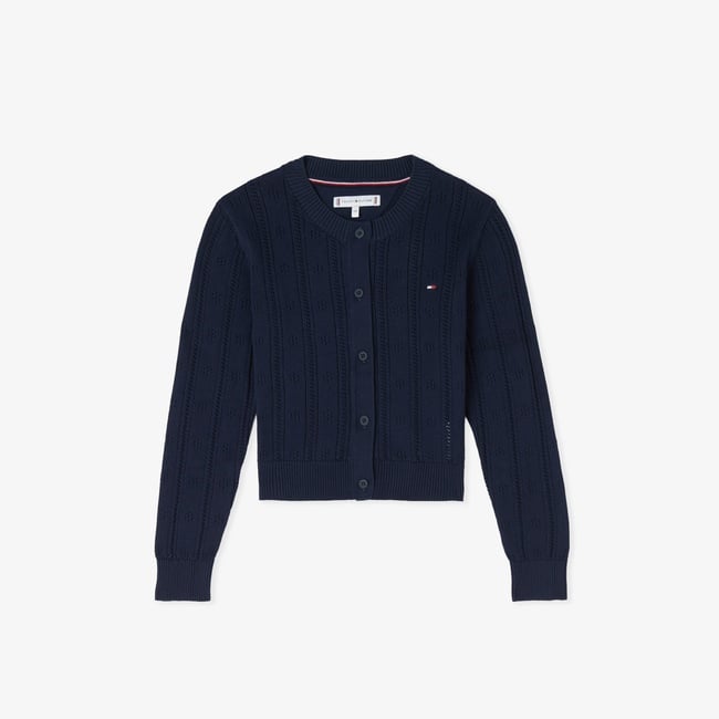  Tommy Hilfiger Pointelle Cardigan Çocuk Lacivert Hırka