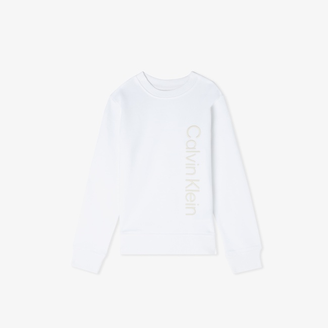  Calvin Klein Terry Side Graphic Çocuk Beyaz Sweatshirt