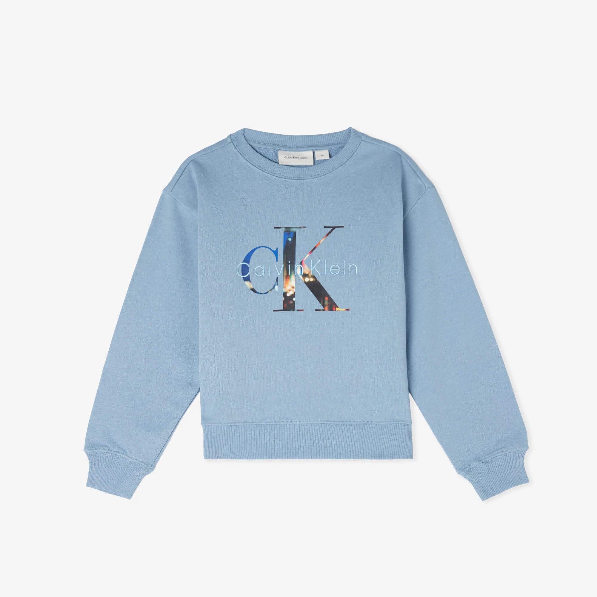 Calvin Klein Filled-In Photo Fleece Mono Çocuk Mavi Sweatshirt