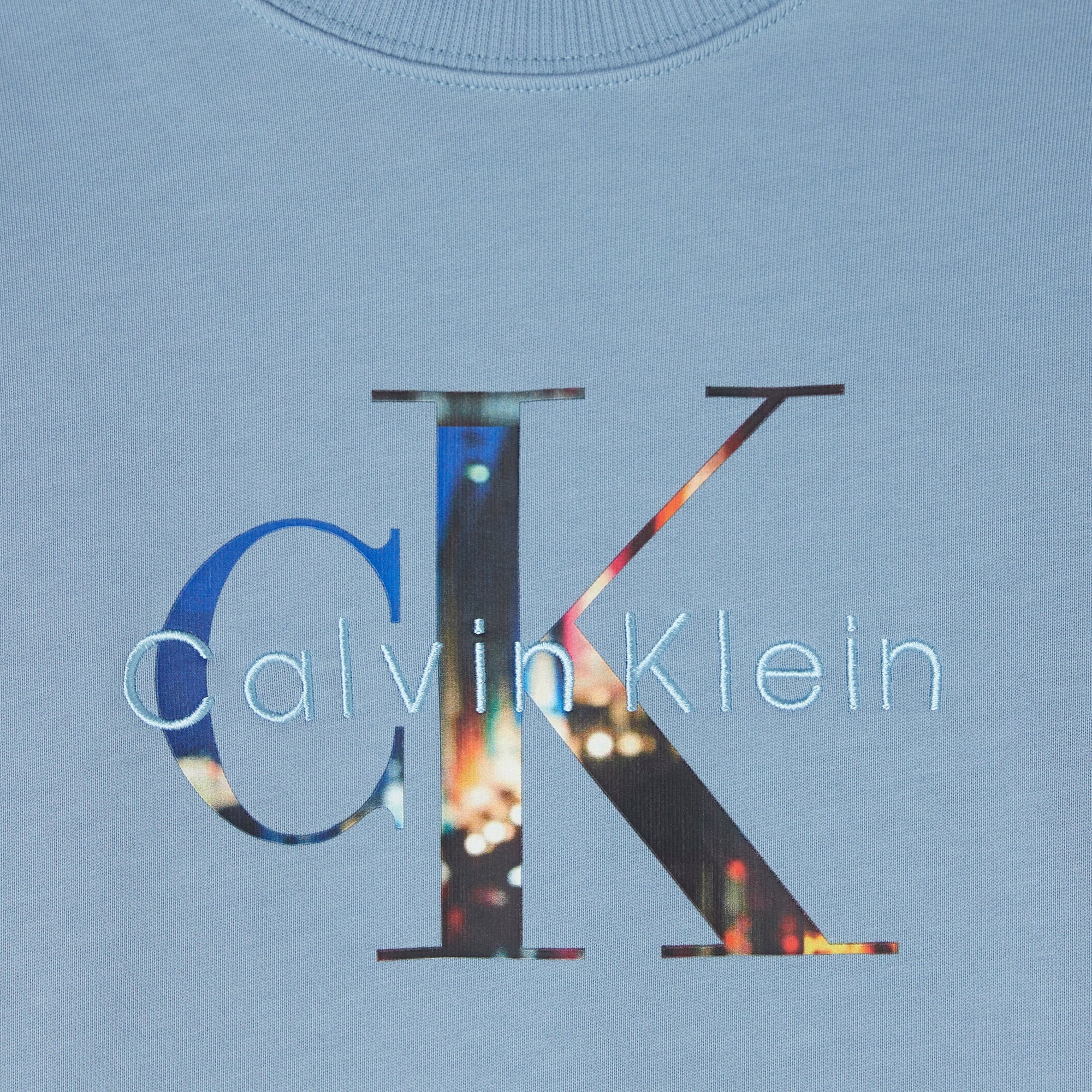 Calvin Klein Filled-In Photo Fleece Mono Çocuk Mavi Sweatshirt