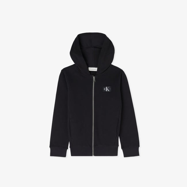  Calvin Klein Badge Zip-Through Çocuk Siyah Sweatshirt