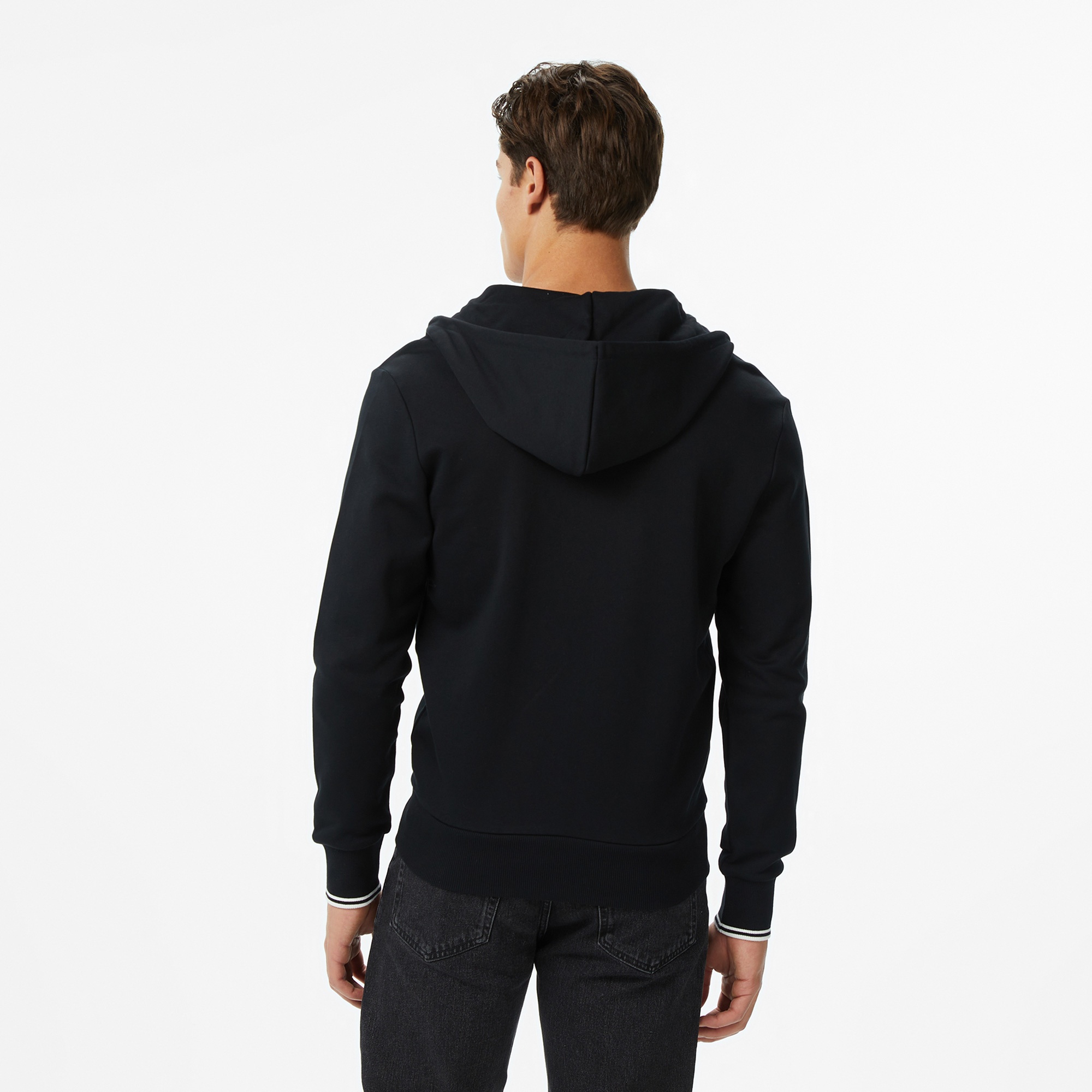 Fred Perry Hooded Zip Through Erkek Siyah Sweatshirt