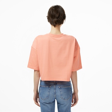  Calvin Klein Cropped Boxy Chain Stitch Logo Kadın Turuncu T-Shirt