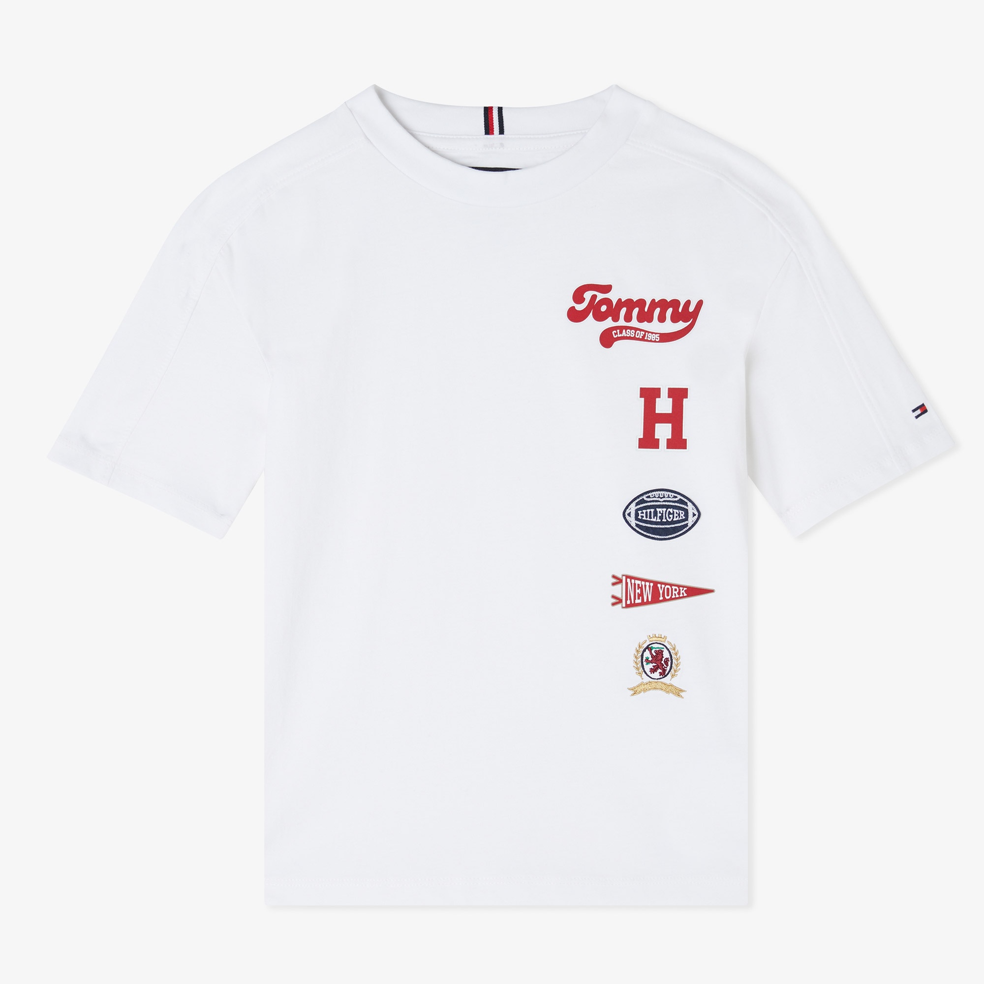 Tommy Hilfiger Varsity Multi Print Badge Çocuk Beyaz T-Shirt