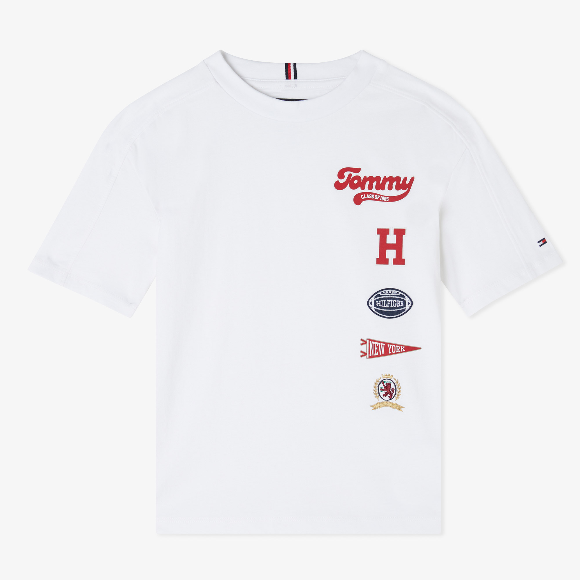  Tommy Hilfiger Varsity Multi Print Badge Çocuk Beyaz T-Shirt