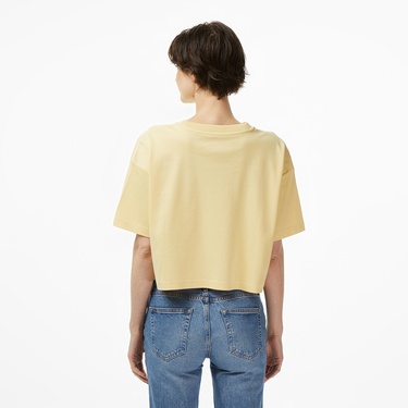 Calvin Klein Boxy Logo Graphic Kadın Sarı T-Shirt
