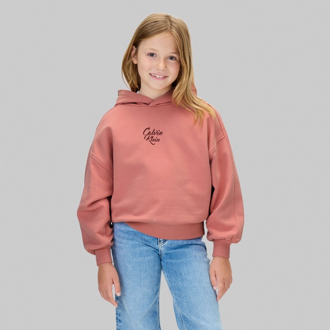  Calvin Klein Script Logo Graphic Terry Çocuk Pembe Sweatshirt
