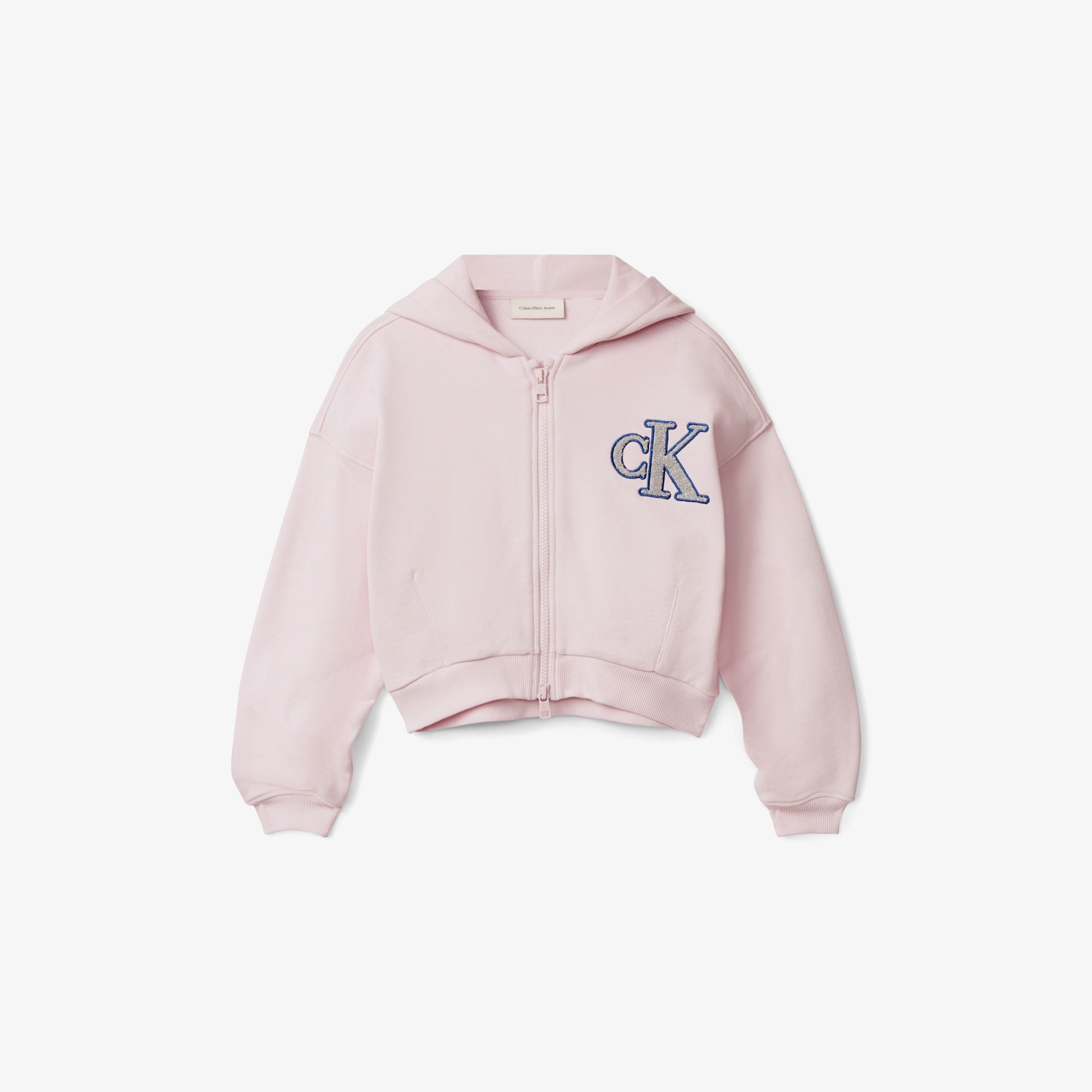 Calvin Klein Logo Terry Zip Through Çocuk Pembe Sweatshirt