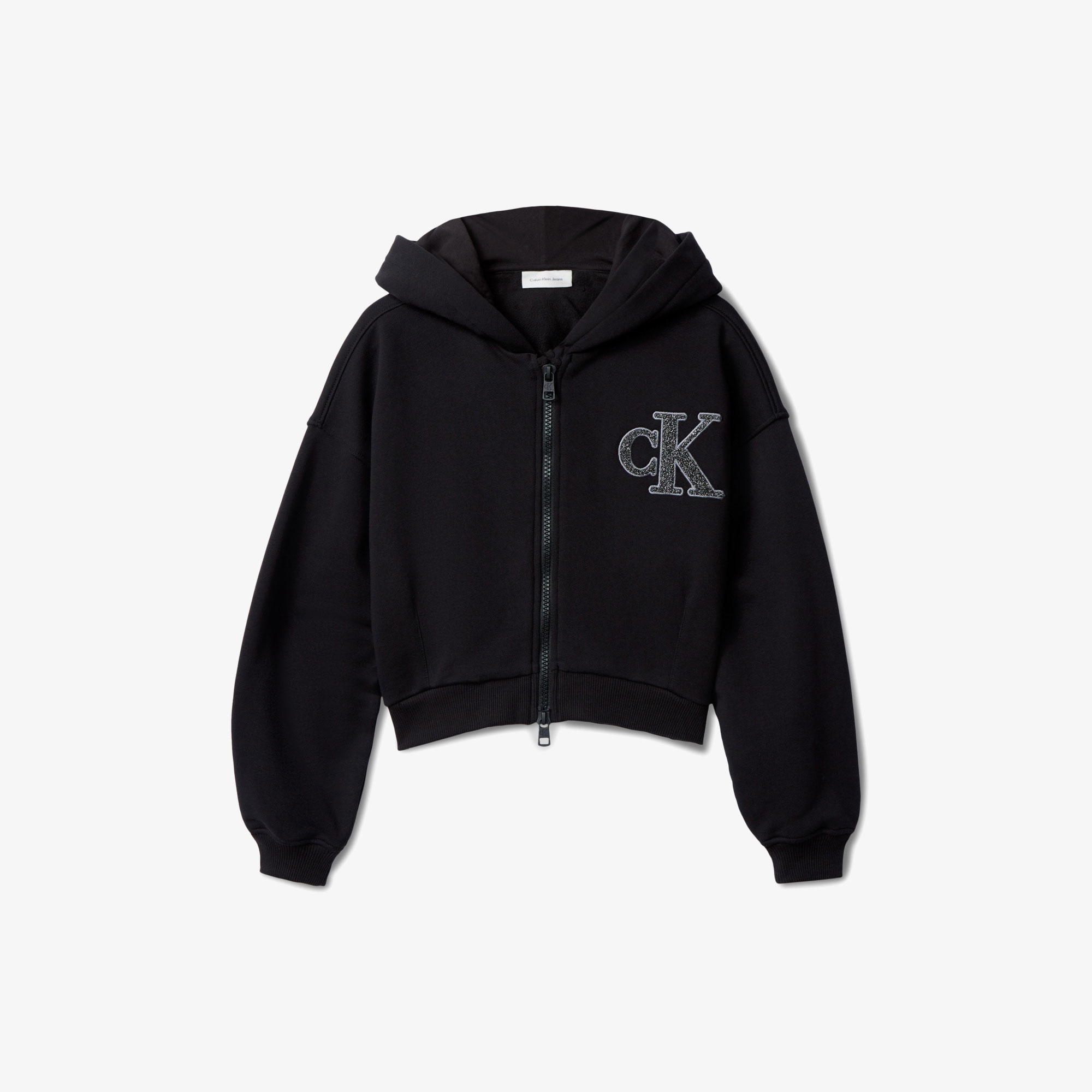 Calvin Klein Logo Terry Zip Through Çocuk Siyah Sweatshirt