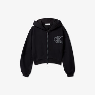  Calvin Klein Logo Terry Zip Through Çocuk Siyah Sweatshirt