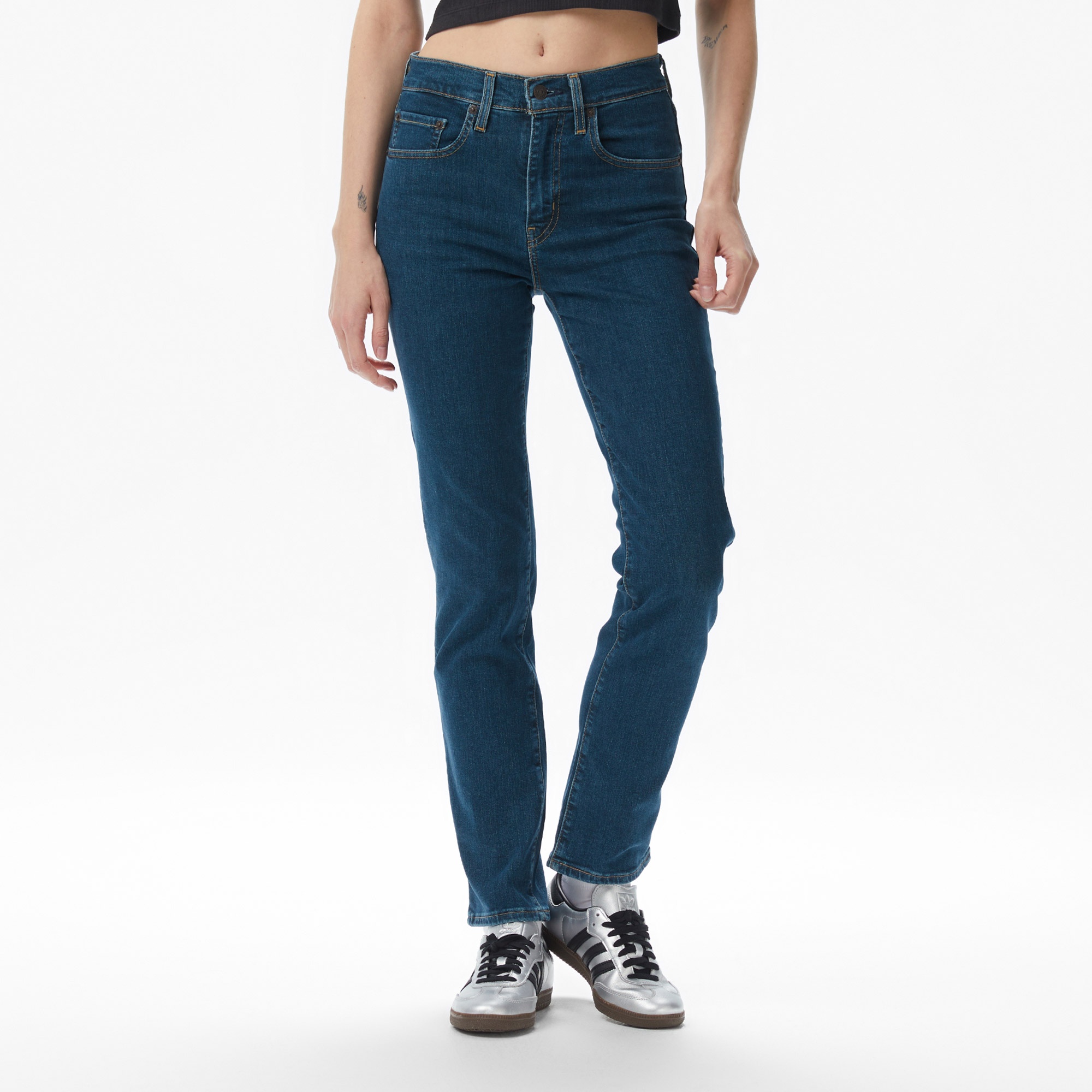 Levi's 724 High Rise Straight Torn Ball Gown Kadın Koyu Mavi Jean