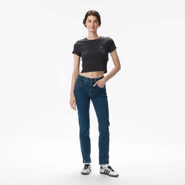  Levi's 724 High Rise Straight Torn Ball Gown Kadın Koyu Mavi Jean