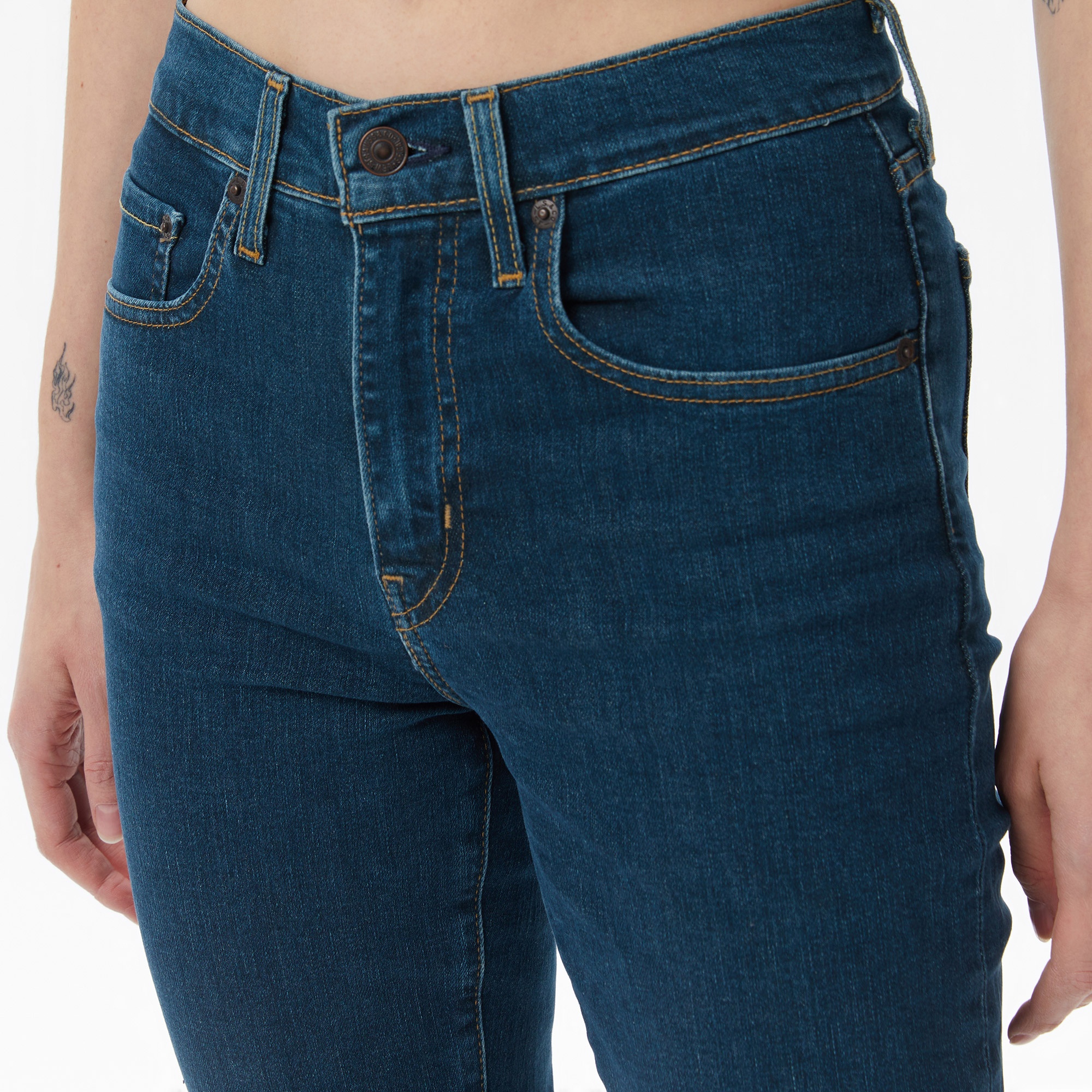 Levi's 724 High Rise Straight Torn Ball Gown Kadın Koyu Mavi Jean