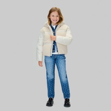  Calvin Klein Teddy Shiny Puffer Çocuk Gri Ceket