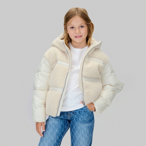  Calvin Klein Teddy Shiny Puffer Çocuk Gri Ceket