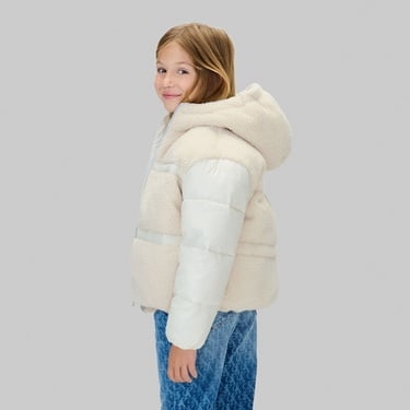  Calvin Klein Teddy Shiny Puffer Çocuk Gri Ceket