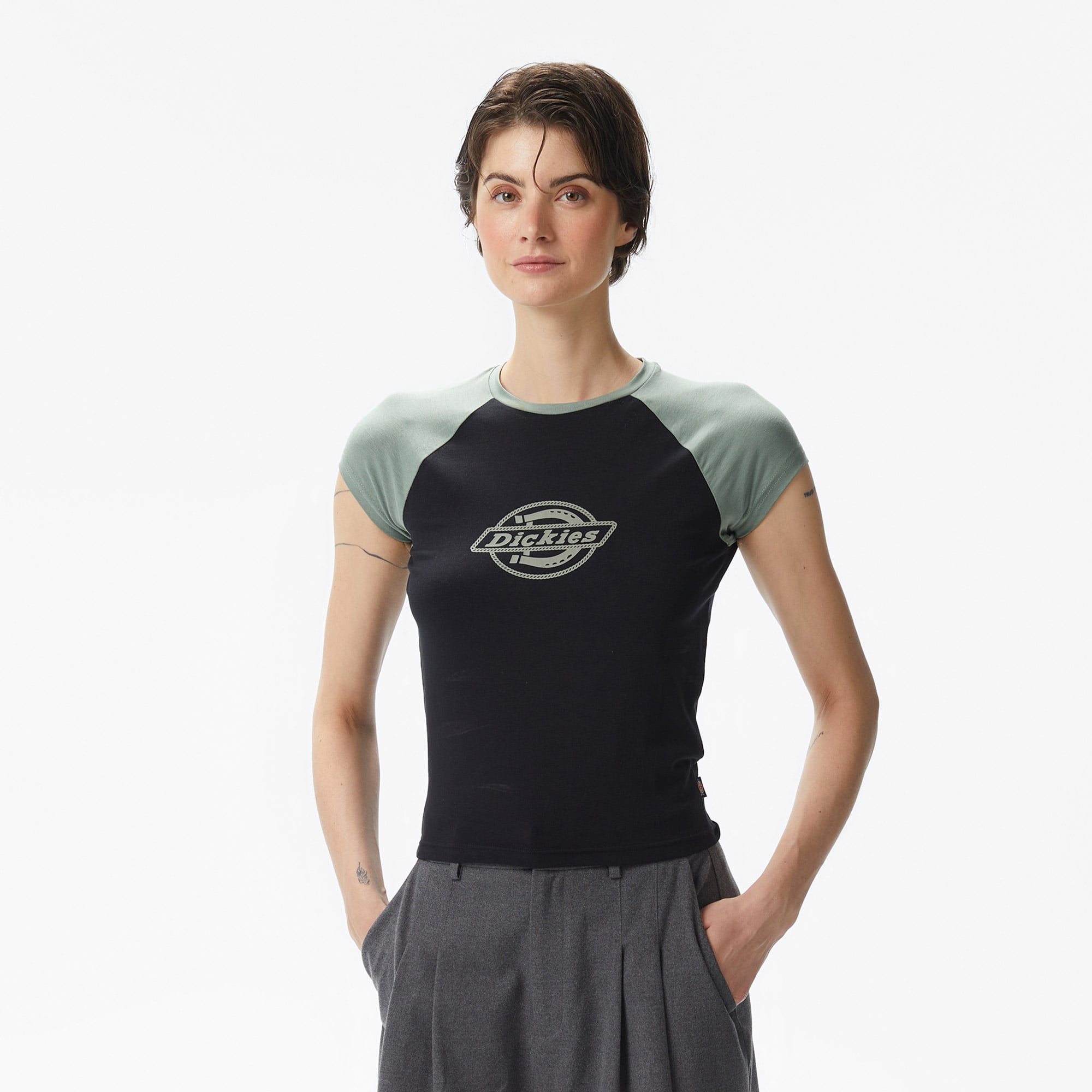  Dickies Forth Shaw Raglan Kadın Yeşil T-Shirt