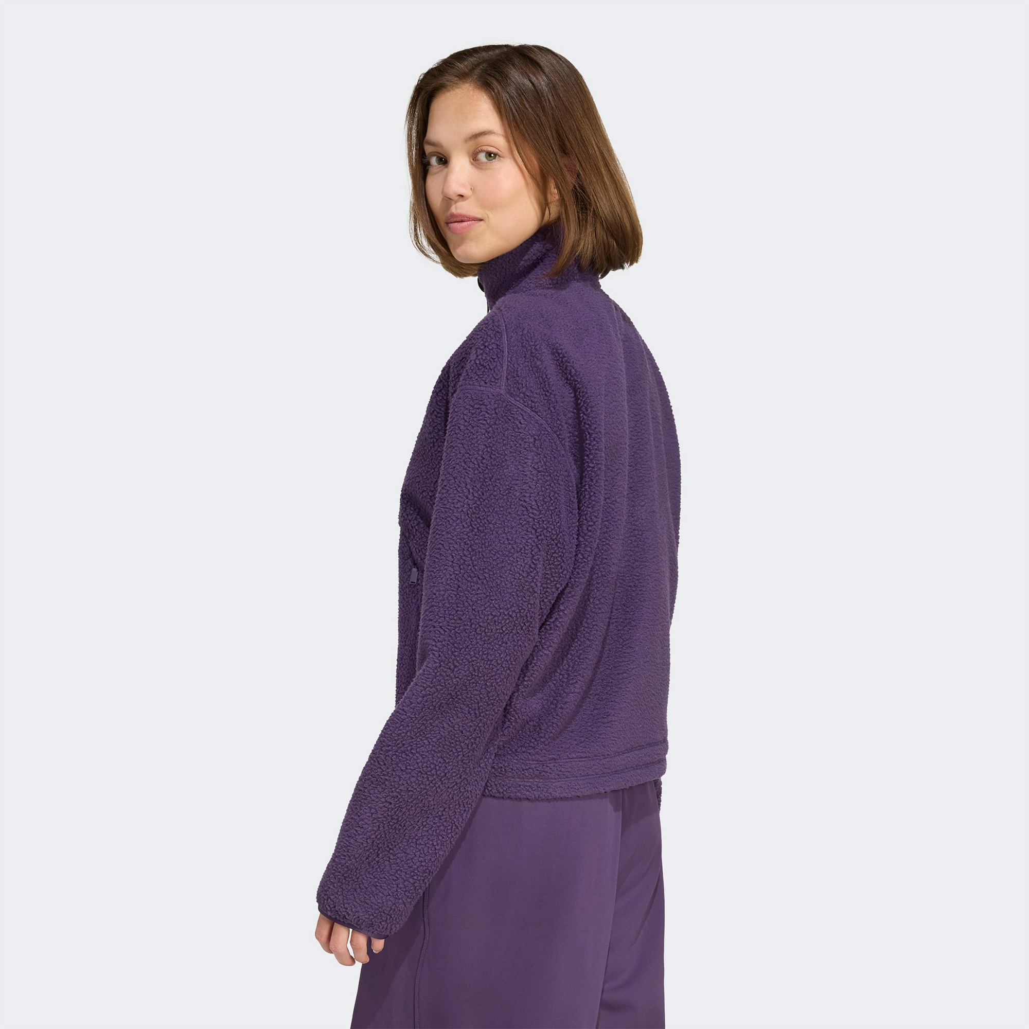 adidas City Tech High Pile Fleece Half Zip Kadın Mor Polar